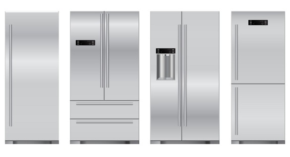 Set refrigerators: side by side one door two doors. Vector Illustration isolated on white background